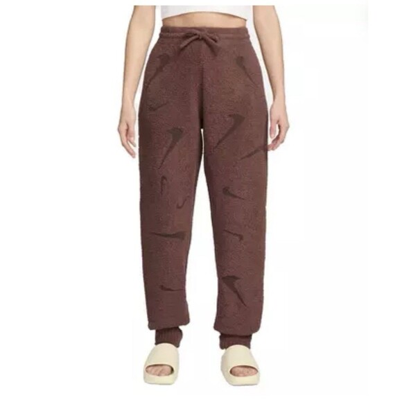 Nike Phoenix Cozy Knit Boucle Pants Brown Oversized Joggers SZ  XL - Picture 1 of 14